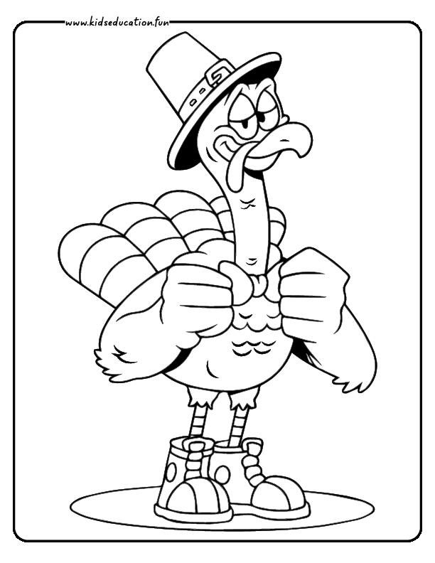 confident gentle men turkey coloring page