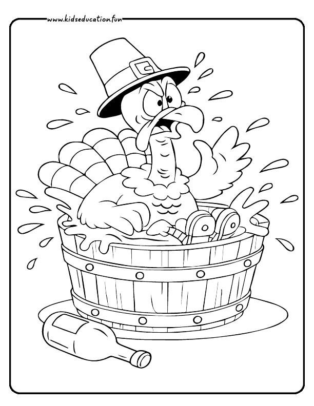 gentle turkey splash down coloring page
